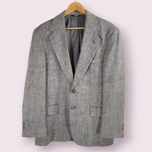 Vintage CORPORATE CASUALS 100% Silk Gray Blazer Jacket Sz XL 2 Button Classic
